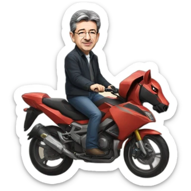 Jean Luc Mélenchon riding a pokémon sticker