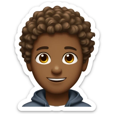 Light brown skin boy with brown eyes and curly brown hair sticker