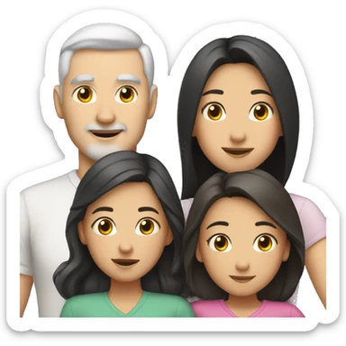white dad and 3 asian daughters sticker