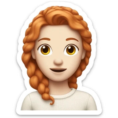 Red-haired girl with pale skin white sweater sticker