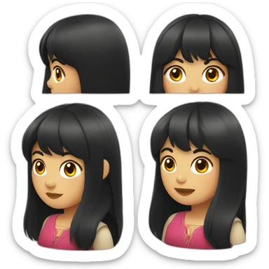 Chilean woman with dark long hair and bangs sticker