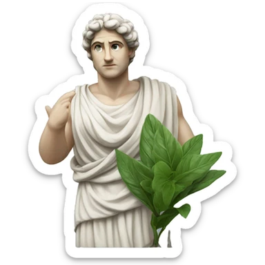 greek statue wih plant in his hand sticker