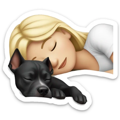 Blonde Girl sleeping with a black pitbull  sticker