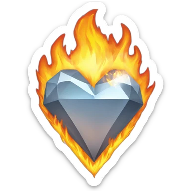 diamond heart on fire sticker