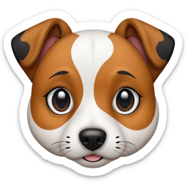 Strävhårig jack russel med svarta öron resten helt vit sticker