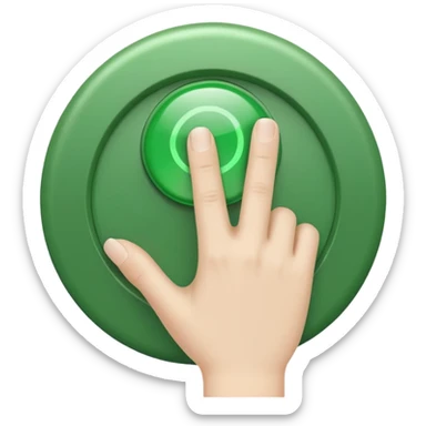 Green Button Being Pushed Down By A Finger sticker