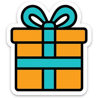 colored gift box with ribbon icon sticker