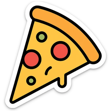 slice of pizza, color icon style, clean lines, simple and recognizable, suitable for app icon sticker