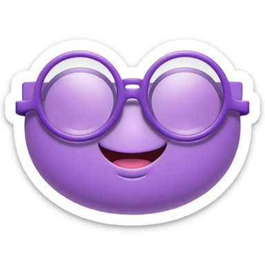A 3D cartoon lavender-purple round spectacle with thin circular rims, clear lenses, soft shadow, Memoji-style rendering. sticker
