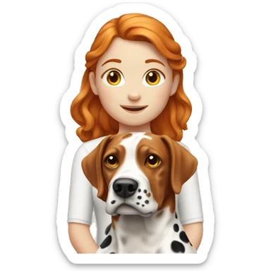 Ginger girl with brown Dalmatian  sticker