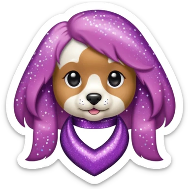 Cachorro com gravata roxa com glitter sticker