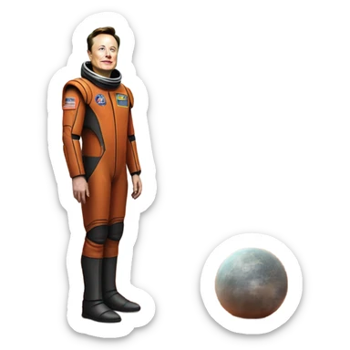 Elon musk standing on planet mars sticker