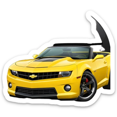 Yellow Camaro with black hood and black roof top sticker
