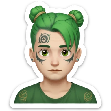 green hair bun and lots of face tattoo guy sticker