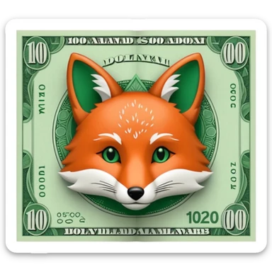 make 100 dollar bill with a small fox head outline in the middle sticker