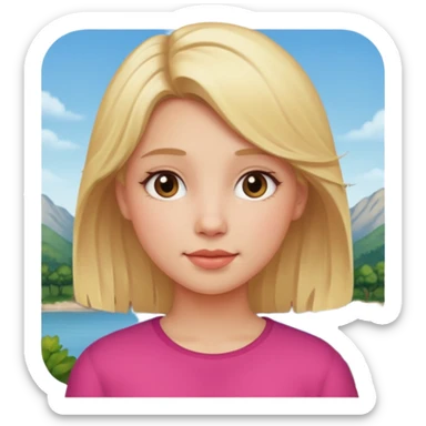 girl with blonde hair outdoors rosy cheeks sticker