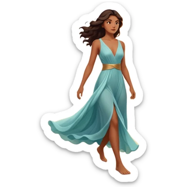A strong woman walking alone on a serene beach at sunrise, waves touching her feet, feeling empowered and peaceful, cinematic lighting, inspirational mood, ultra-detailed, 8k” sticker
