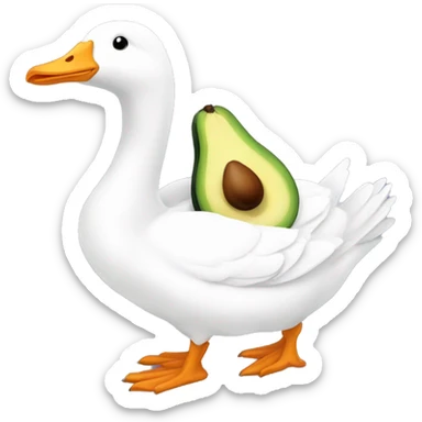 White goose and an avocado sticker