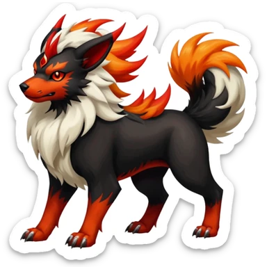 Shiny Exotic Gothic Houndoom-Arcanine-Pokémon-Fakémon-hybrid-creature sticker