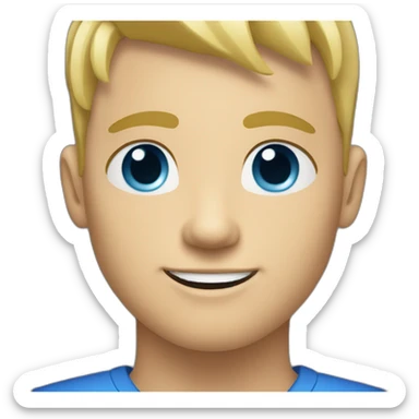 Blond hair blue eyes young male face. Buzz cut sticker