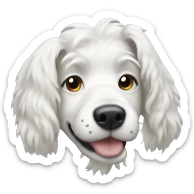 white dog woth pigtail hair sticker