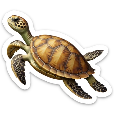 Cinematic Realistic Noble Sea Turtle Portrait Emoji, Poised and dignified, with a robust, time-worn shell intricately patterned in earthy tones and a weathered, wise face with deep, observant eyes, rendered with lifelike texture and natural, diffused light; high shine, intelligent and serene, styled with an air of oceanic majesty, focused and attentive, soft glowing outline, capturing the essence of a watchful and confident sea turtle that appears to glide out of the screen with timeless authority! sticker