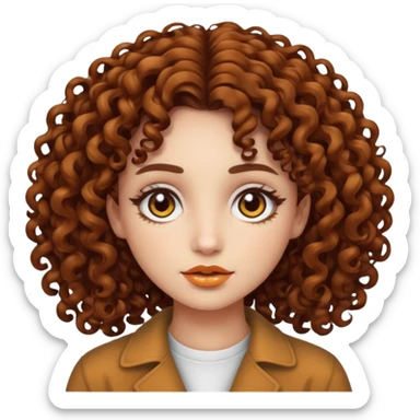 Psychedelic brown curly hair brown eyes white skin girl sticker