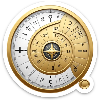 An icon featuring the golden ratio spiral, accompanied by mathematical equations and symbols. The design includes geometric shapes, a calculator, and a compass, symbolizing the study of numbers, patterns, and mathematical principles. Transparent background highlights the beauty of mathematics. sticker
