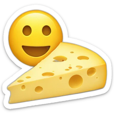 Smiley face eating cheese sticker