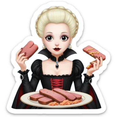 marie antoinette goth vampire with spam meat dinner sticker