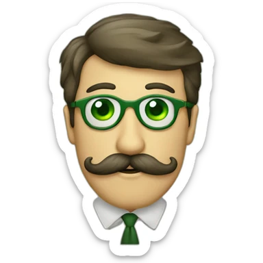 Hombre ojos verdes gafas bigote sticker