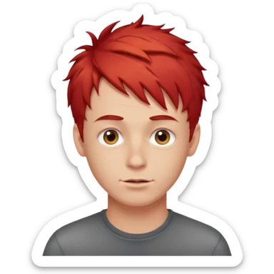 Guy with short eyelashes and red hair messy sticker