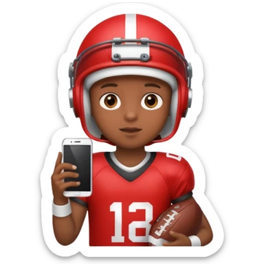 A child is holding a phone and playing football at the same time. sticker