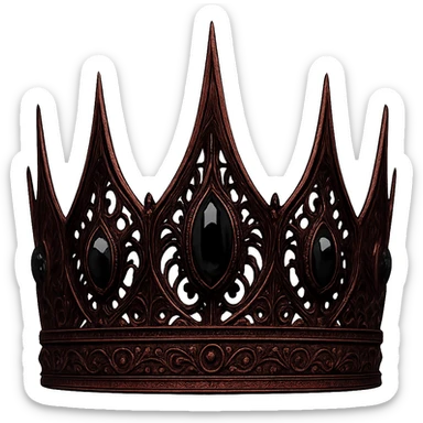 gothic crown in deep red metal with black gemstones and sharp, dramatic points sticker