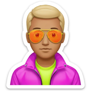 Neon theme man wearing reflective aviator sunglasses sticker