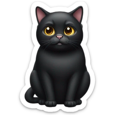 fat black cat whole body sticker