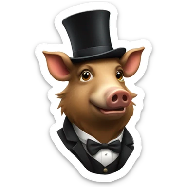 Boar wearing a top hat sticker