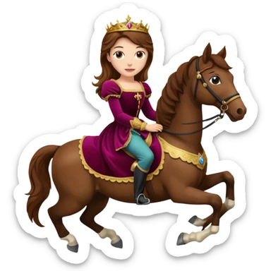 Renaissance princess with brown hair on horse sticker