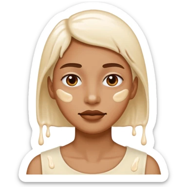 a smiley face with cream all over the face sticker