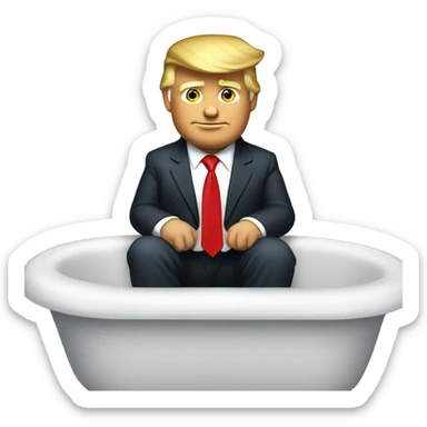 President Donald Trump wearing a suit and red tie in the bath tub sticker