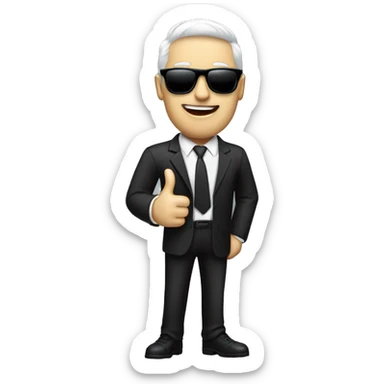 thumbs up man in suit with sunglasses wit blckhair white skin  sticker