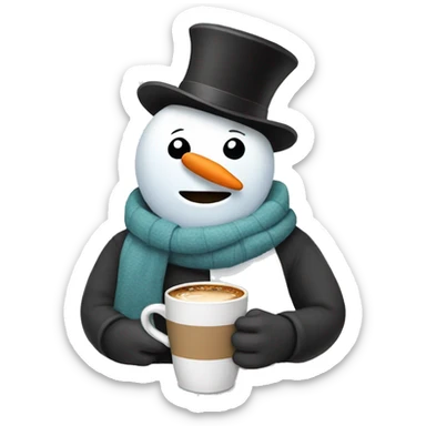 Snowman drinking coffee  sticker