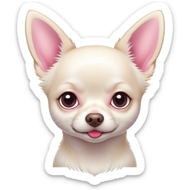 White Chihuahua with pink nose sticker