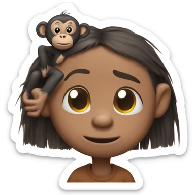 Monkey picking bugs out of pigpen’s hair from Charlie Brown sticker