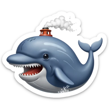 angry docker whale with steam coming from blowhole sticker