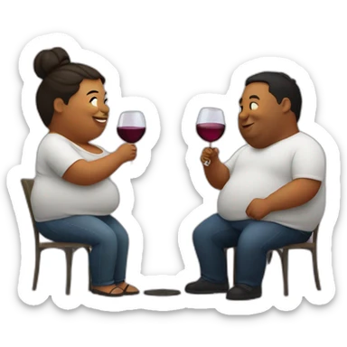 overweight couple drinking wine sticker