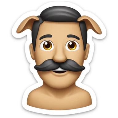 hombre rubio de ojos claros y bigote rubio con un perro salchicha arquelin neg sticker