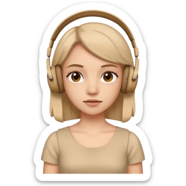 Girl wearing beige dress and ugly headphones  sticker
