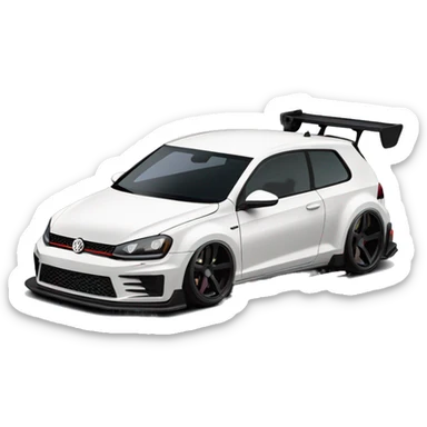 2016 VW GTI black with a rocket bunny wide-body body kit lowered on BBS wheels black sticker