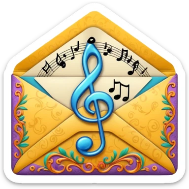 musical patterned envelope sticker